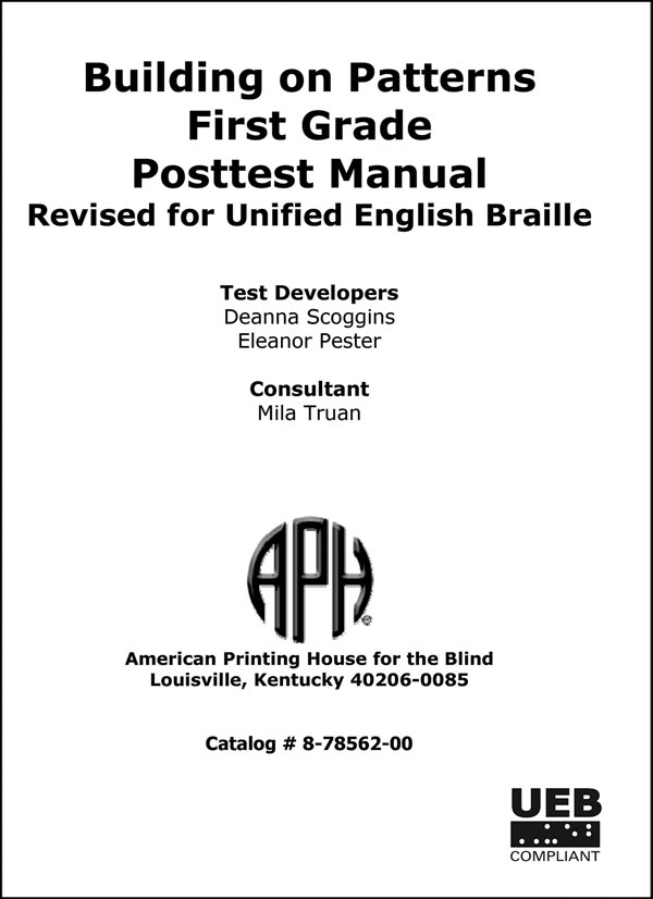 First Grade Posttest Teacher Manual