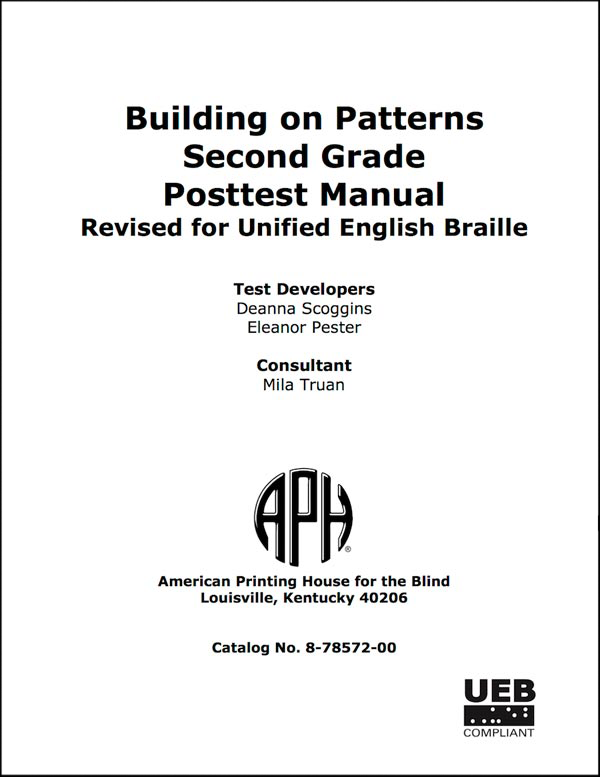 Building on Patterns Second Grade Posttest Manual